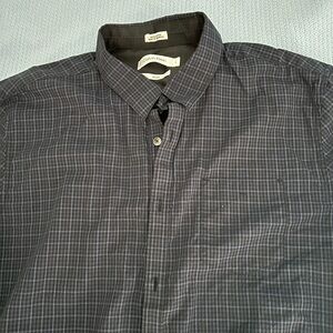 Calvin Klein Men's Blue and Black Plaid Shirt